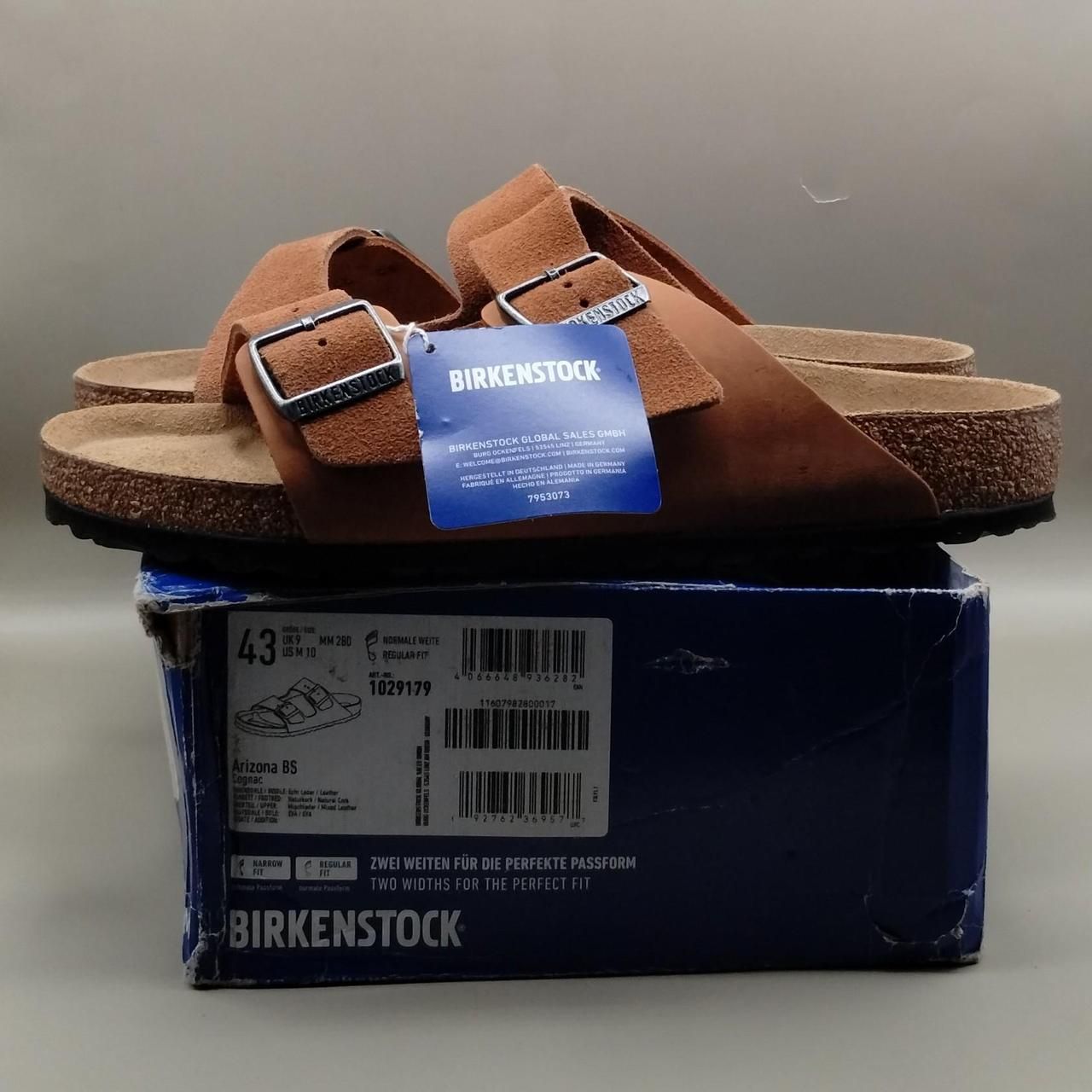 Cognac Brown Arizona Birkenstock Mixed Leather Sandals